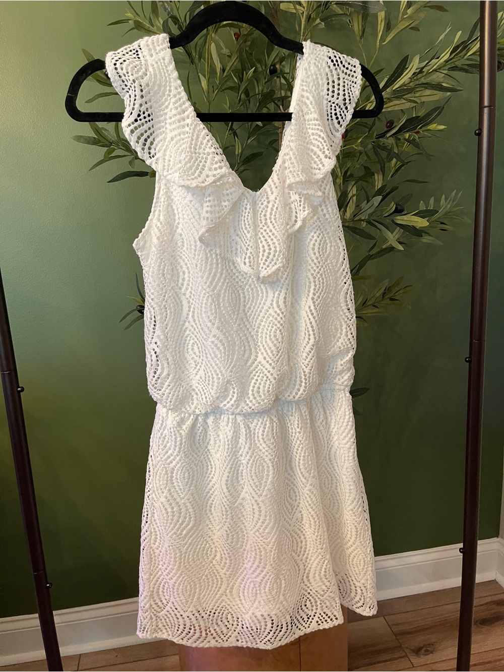 Lilly Pulitzer White Crochet Ruffle Mini Dress